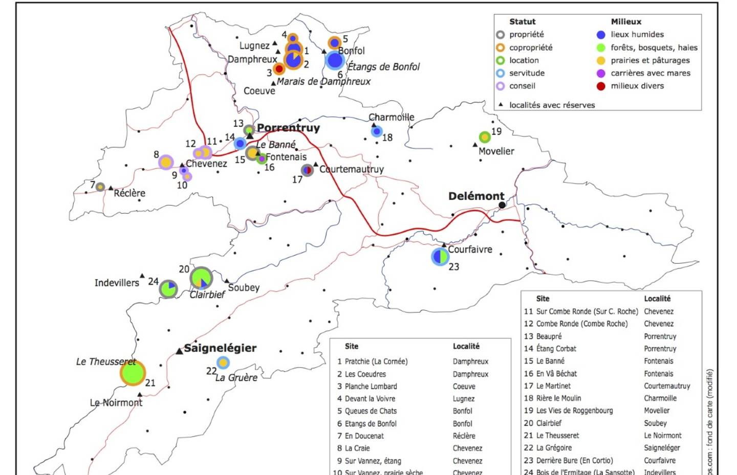 Carte des réserves (état 2021)
